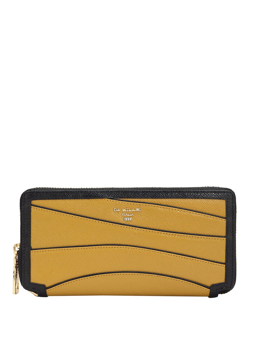 

Da Milano Women Textured Leather Zip Around Wallet, Yellow