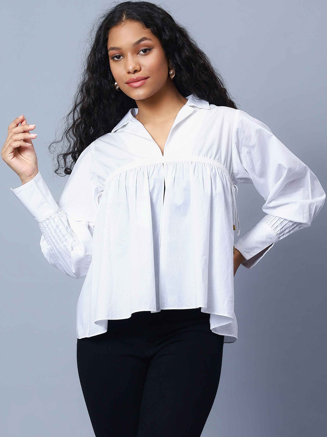 Amagyaa Pure Cotton Shirt Style Top, White