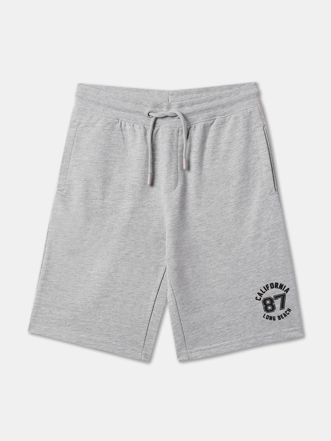 

R&B Boys Mid-Rise Cotton Shorts, Grey