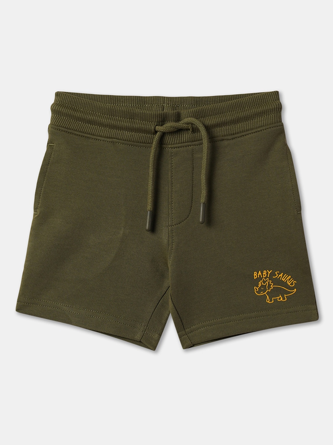 

R&B Boys Mid-Rise Cotton Shorts, Green