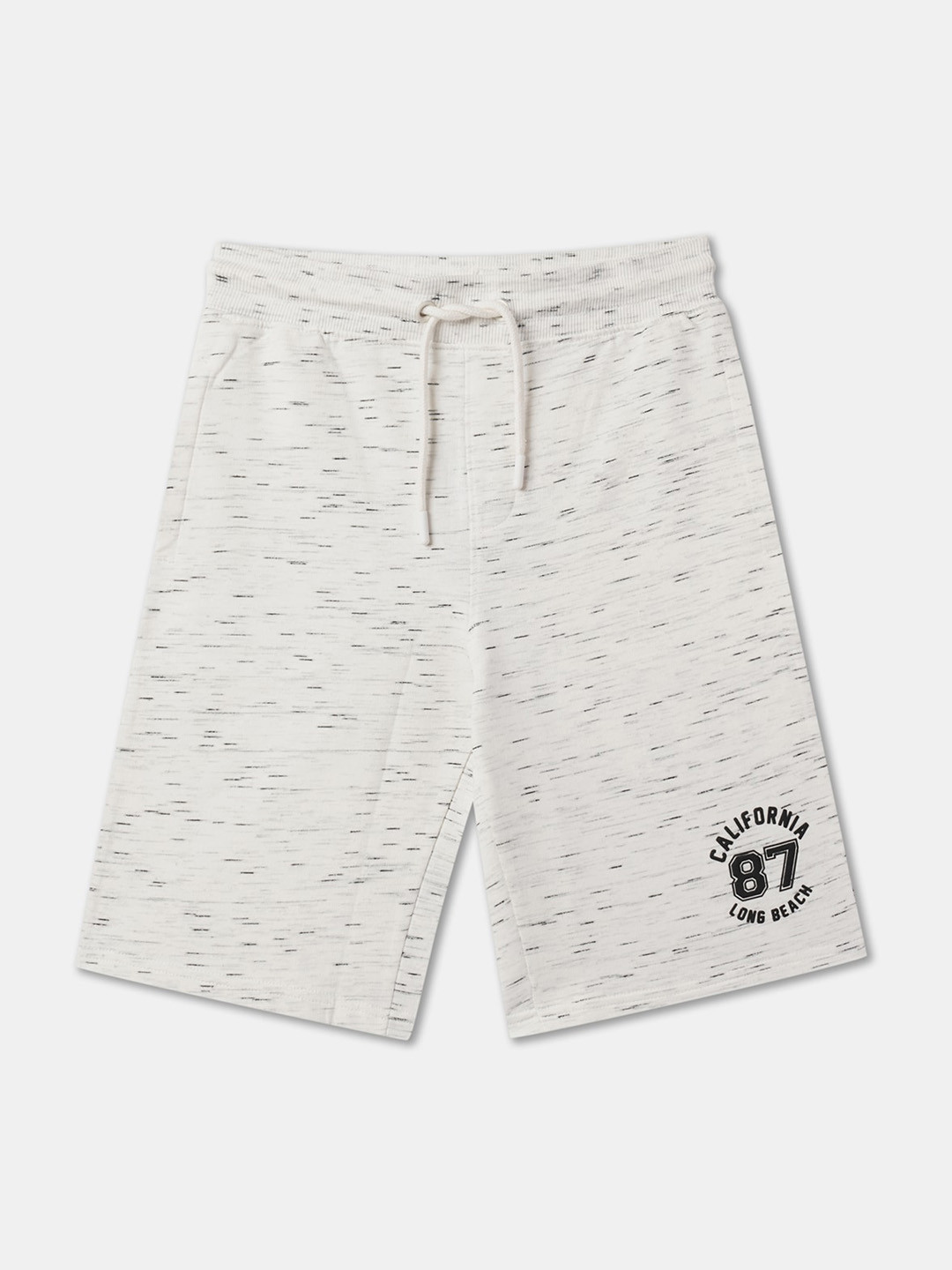 

R&B Boys Abstract Printed Mid-Rise Cotton Shorts, White