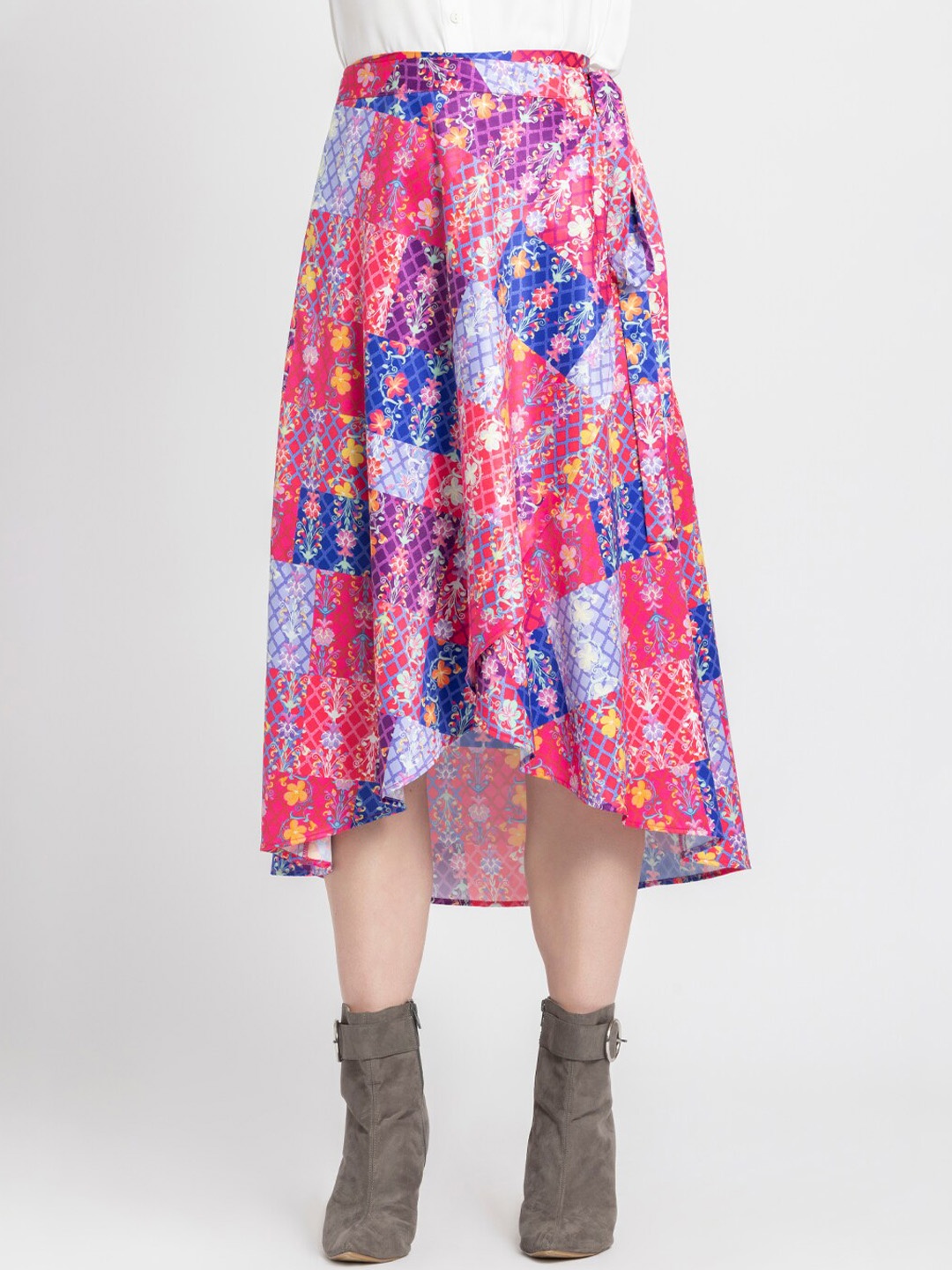 

SHAYE Floral Print A-Line Skirt, Purple
