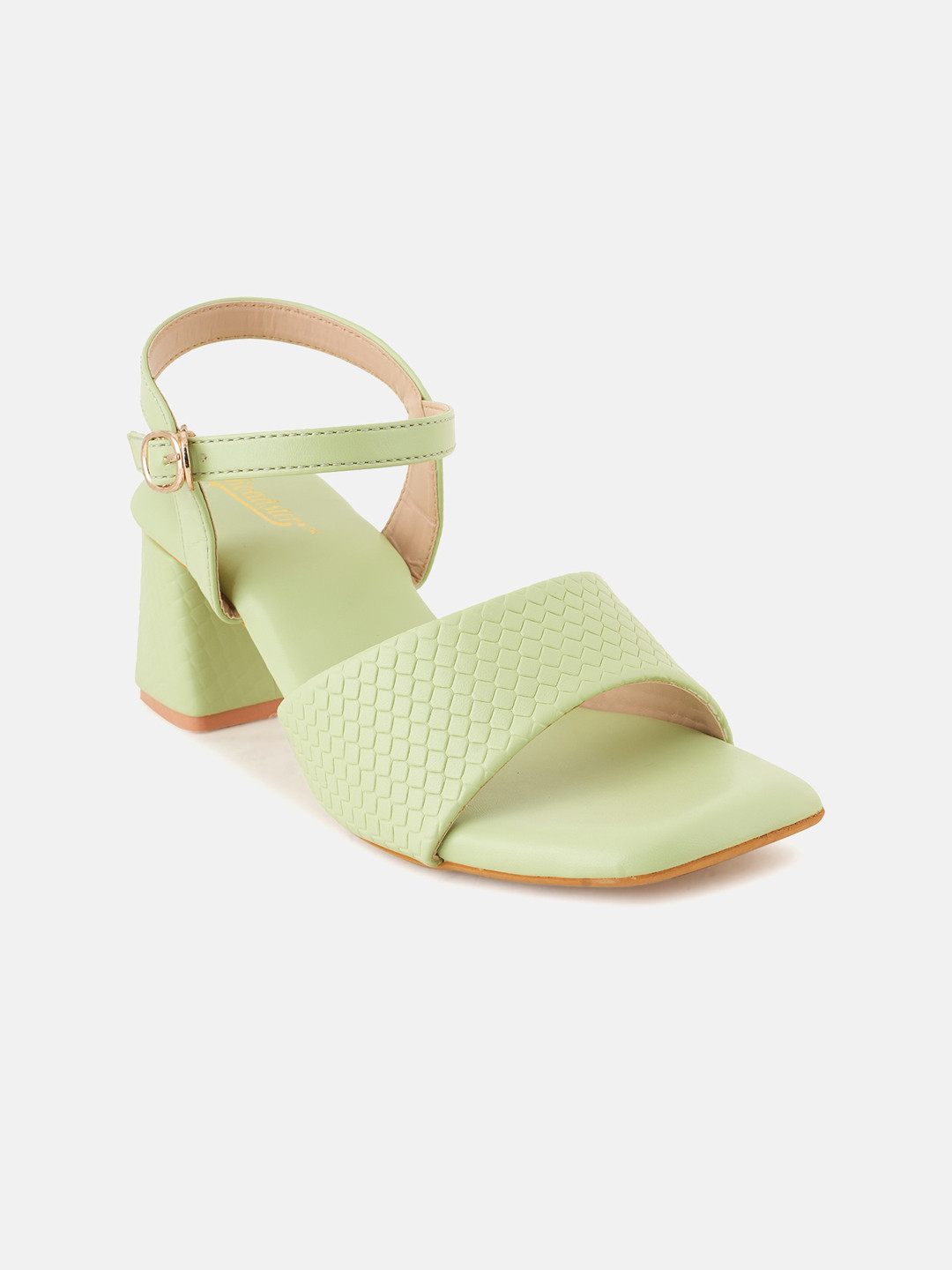 

The Roadster Lifestyle Co. Green Textured Open Toe Block Heels