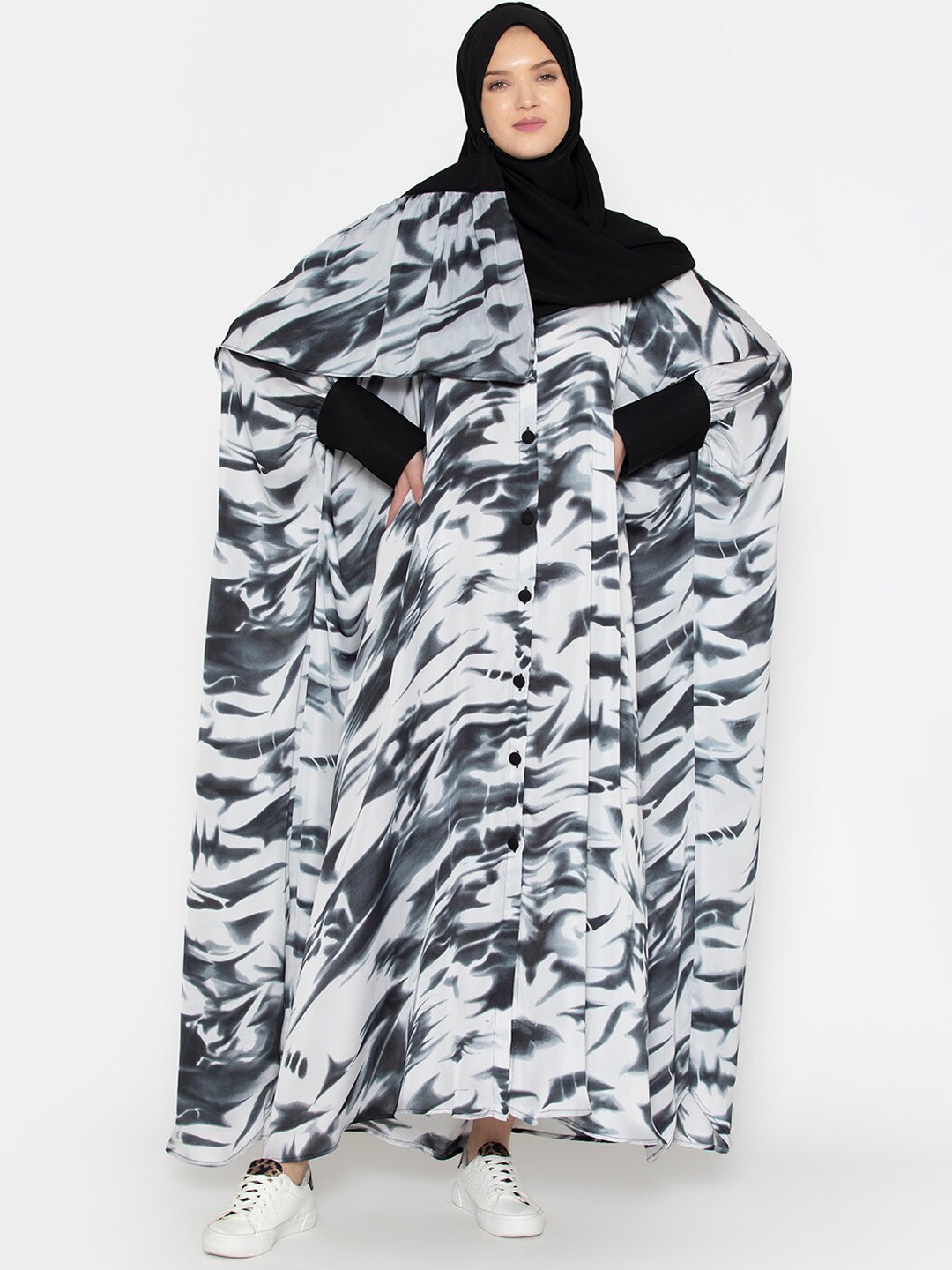 

SANASH Collections Printed Abaya Burqa, Black
