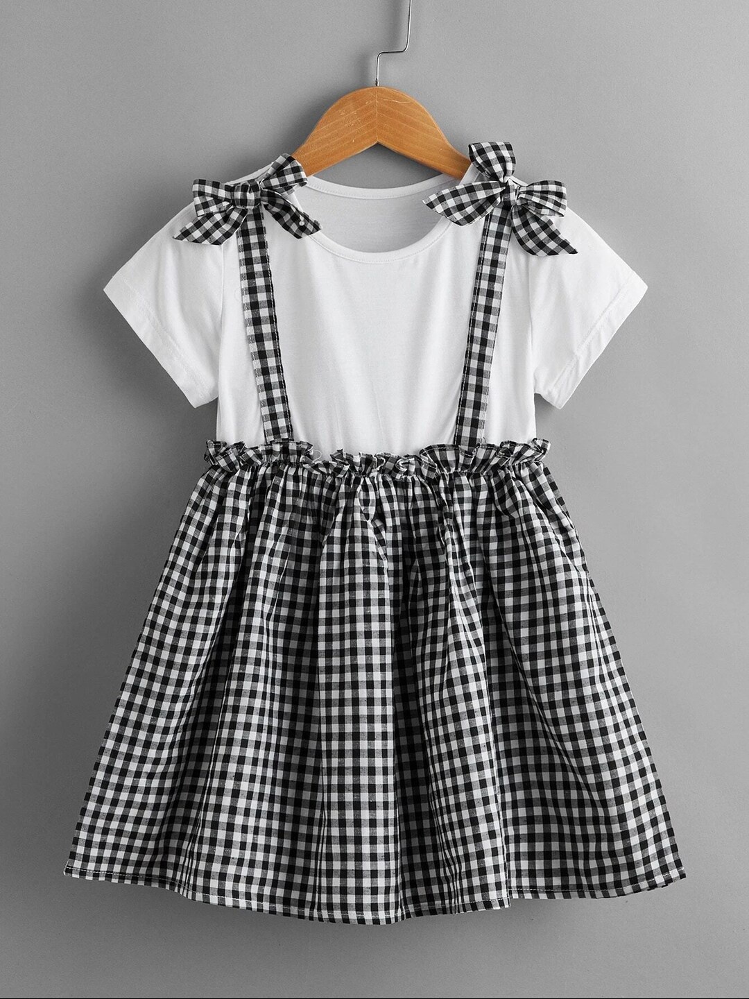 

BAESD Checked Fit & Flare Cotton Dress, White