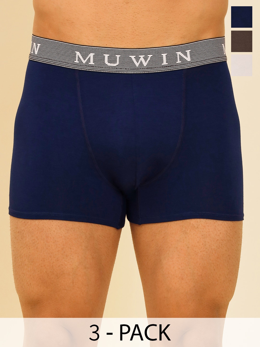 

MUWIN Pack Of 3 Brand Logo Printed Trunks- MRV-MU-TRNK-C3, White