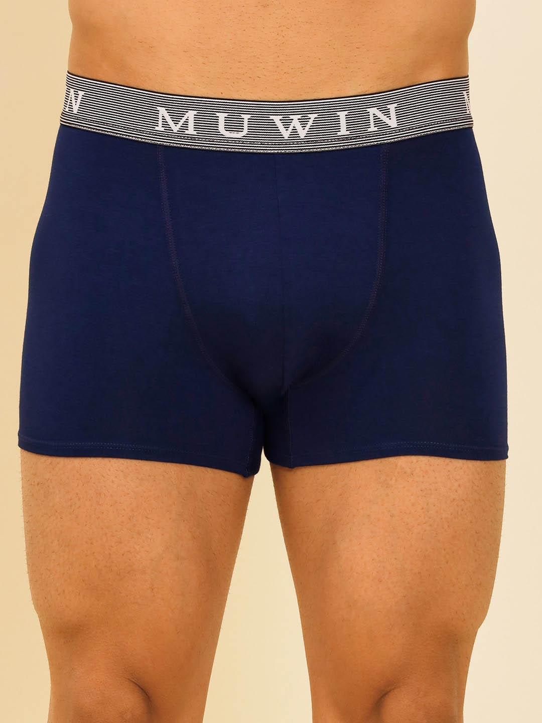 

MUWIN Brand Logo Printed Outer Elastic Trunks MUGT104SMC, Blue