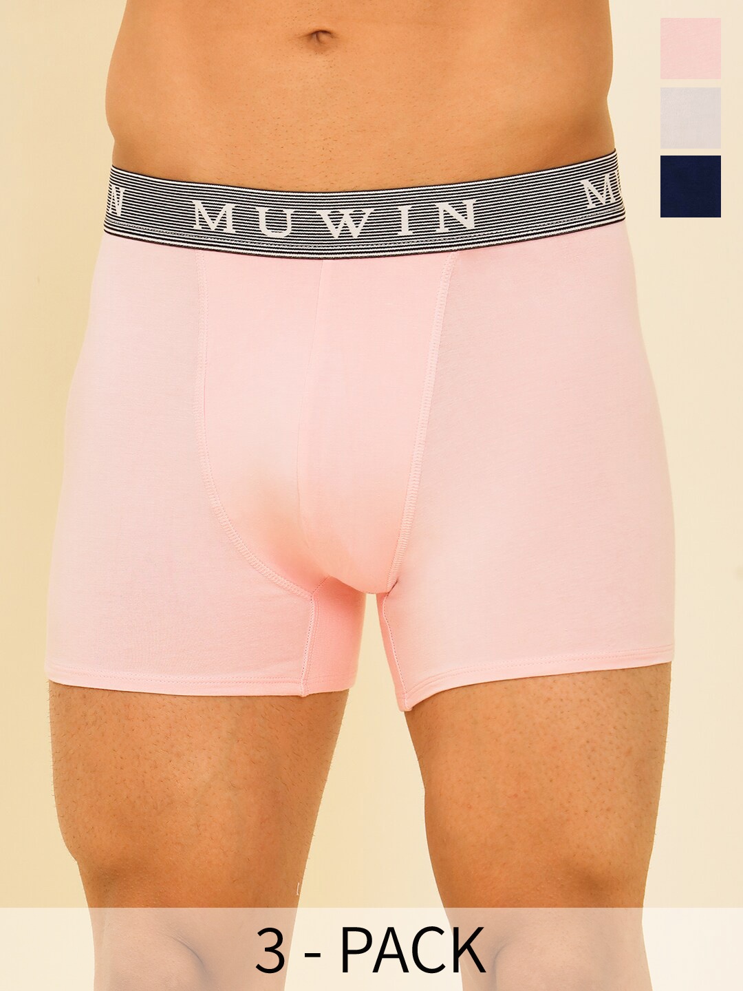 

MUWIN Pack Of 3 Brand Logo Details Trunk MRV-MU-TRNK-C20, White