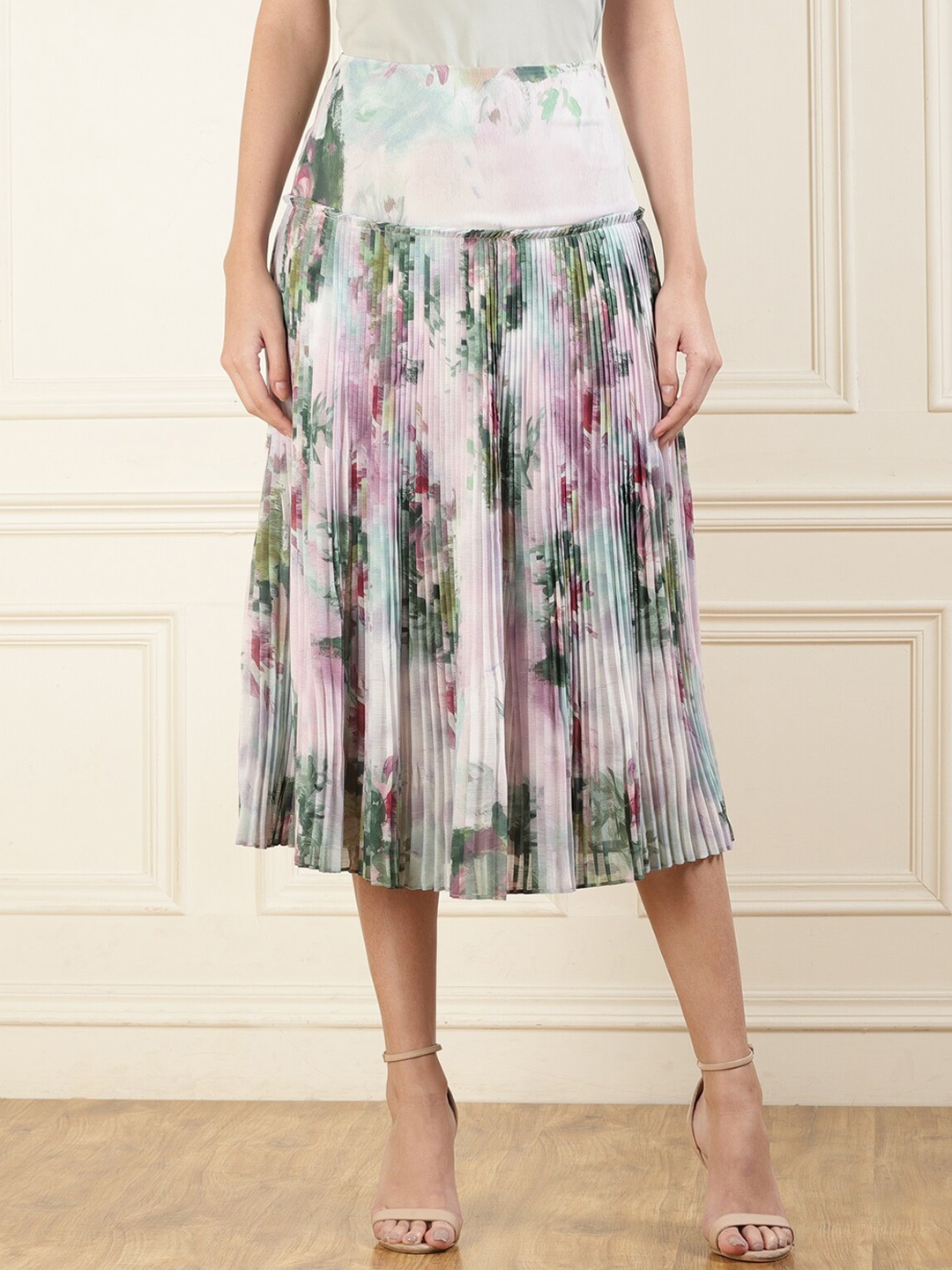 

Ted Baker Printed Pleated Flared Midi Skirts, Grey