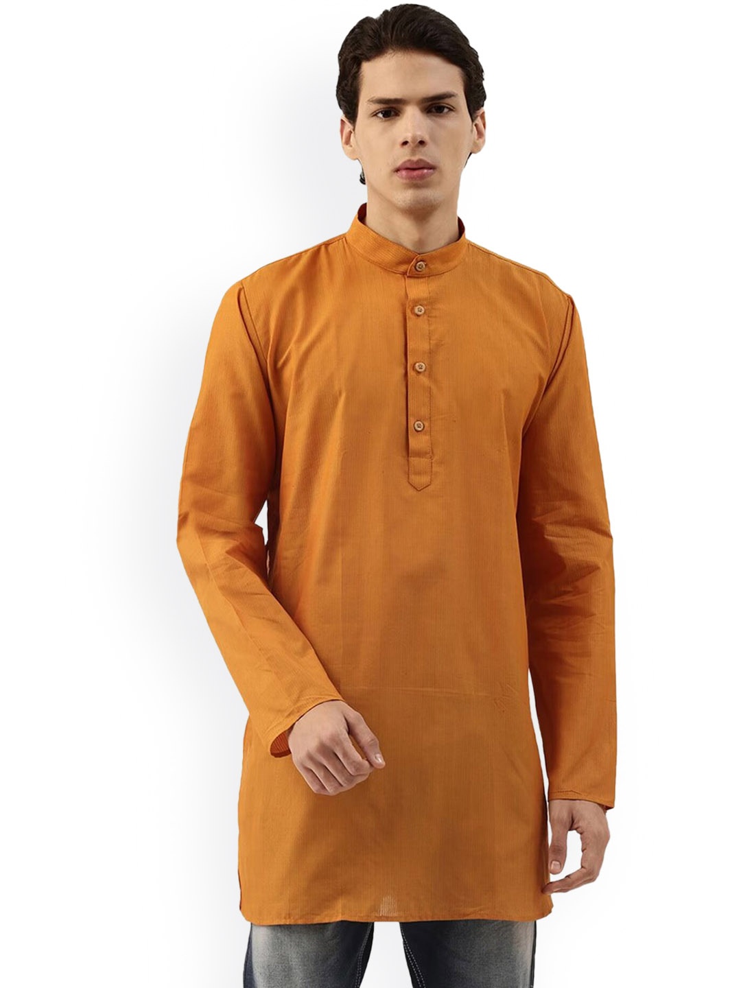 

TATTVA Long Sleeves Mandarin Collar Kurta, Yellow