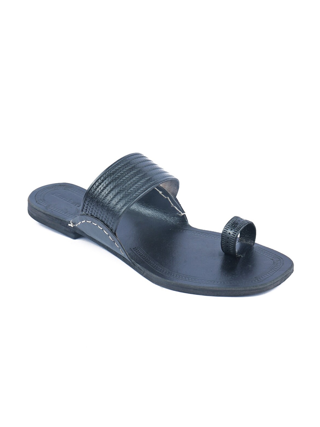 

KORAKARI Textured Leather Comfort Sandals, Black