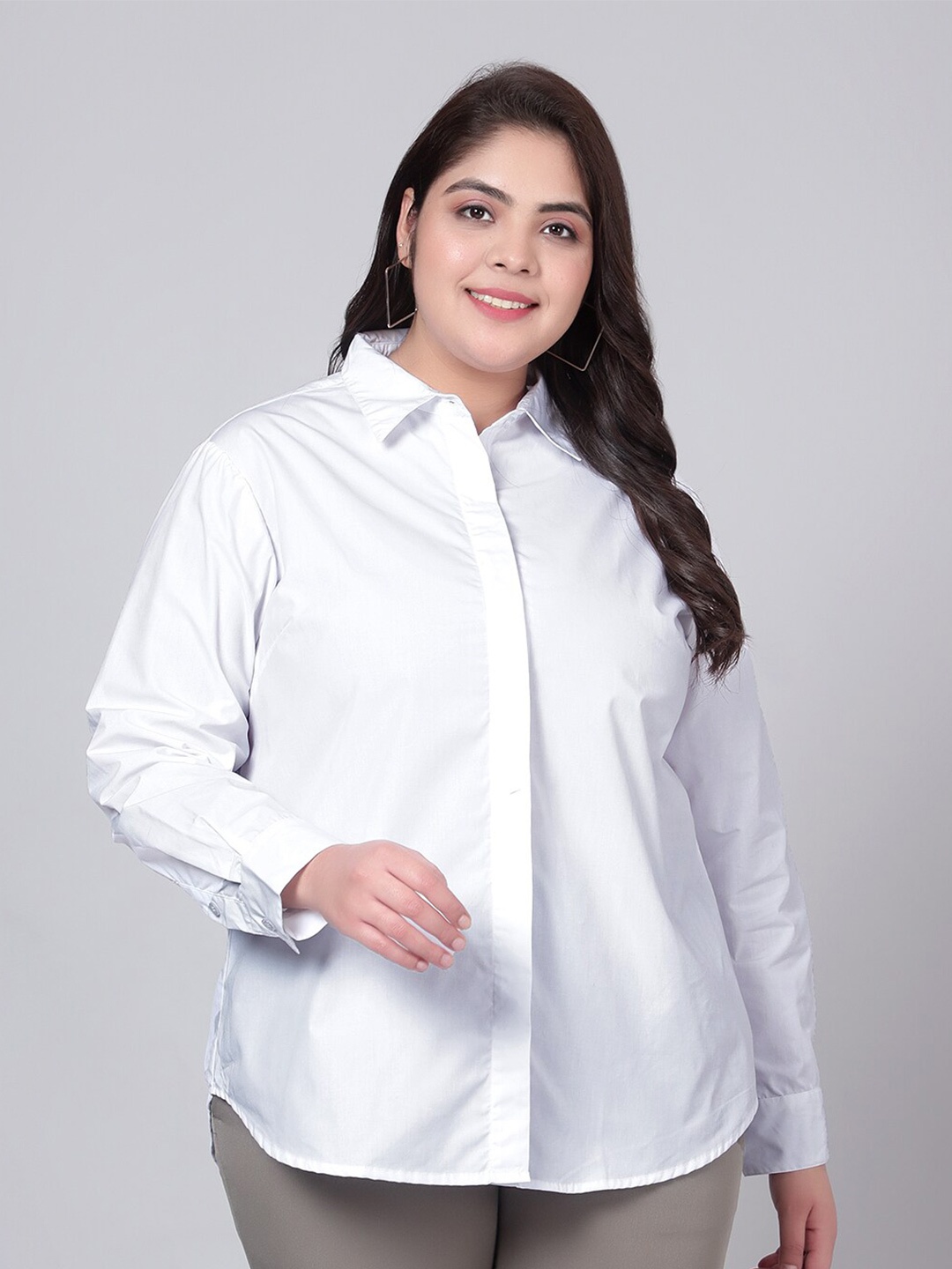 

Indietga Plus Size Classic Slim Fit Cotton Formal Shirt, White