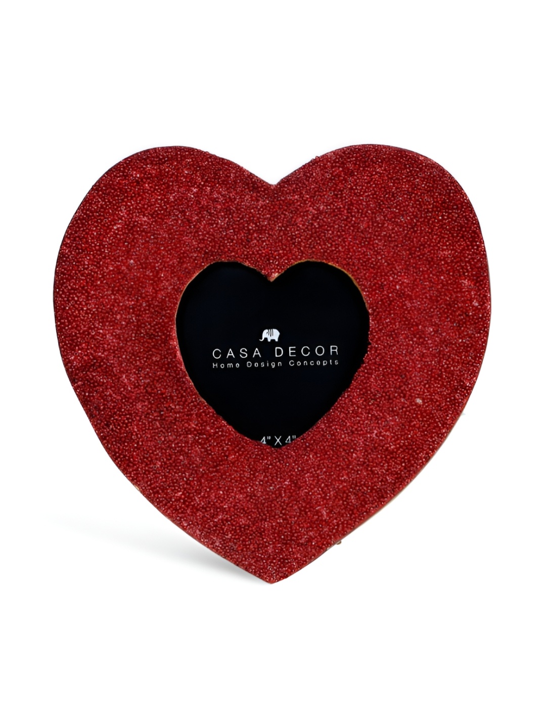 

CASA DECOR Red Heart Beaded Wooden Table Photo Frame