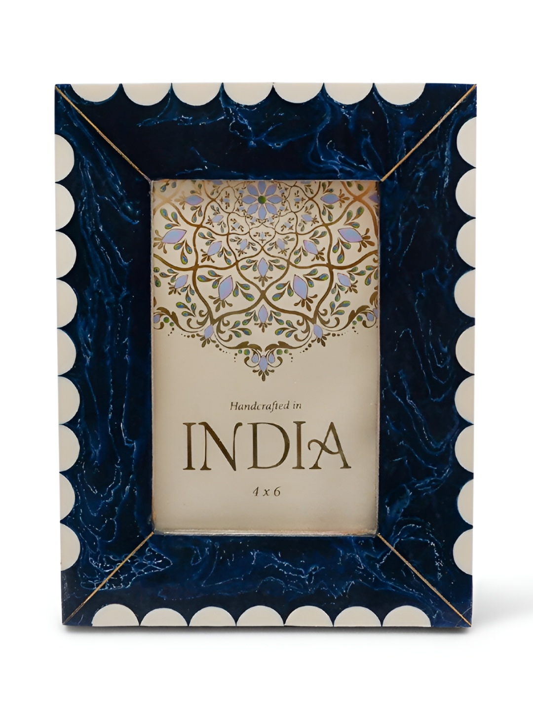 

CASA DECOR White & Blue Marble Table Photo Frame