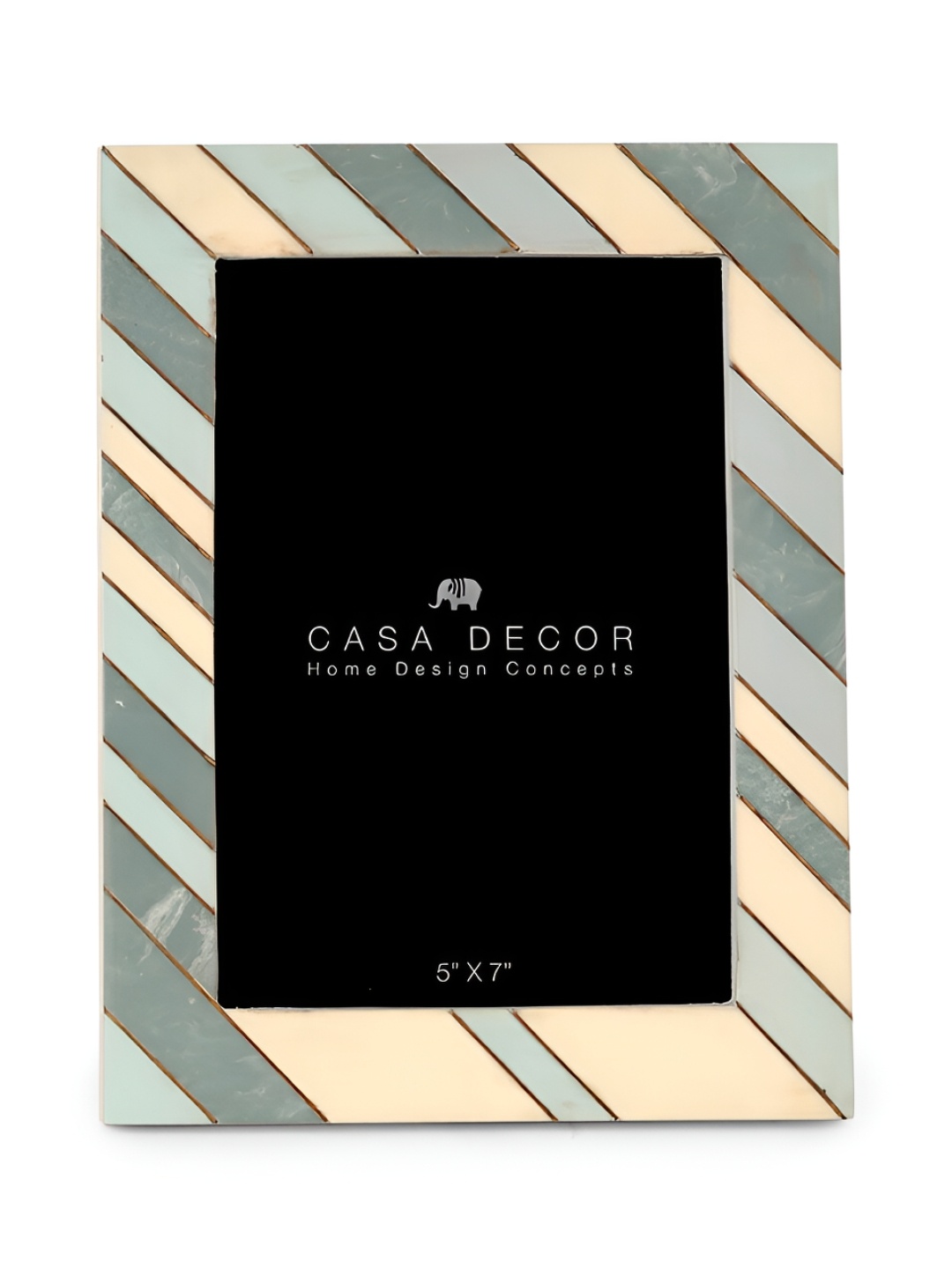 

CASA DECOR Green & Cream Coloured Wooden Table Photo Frame