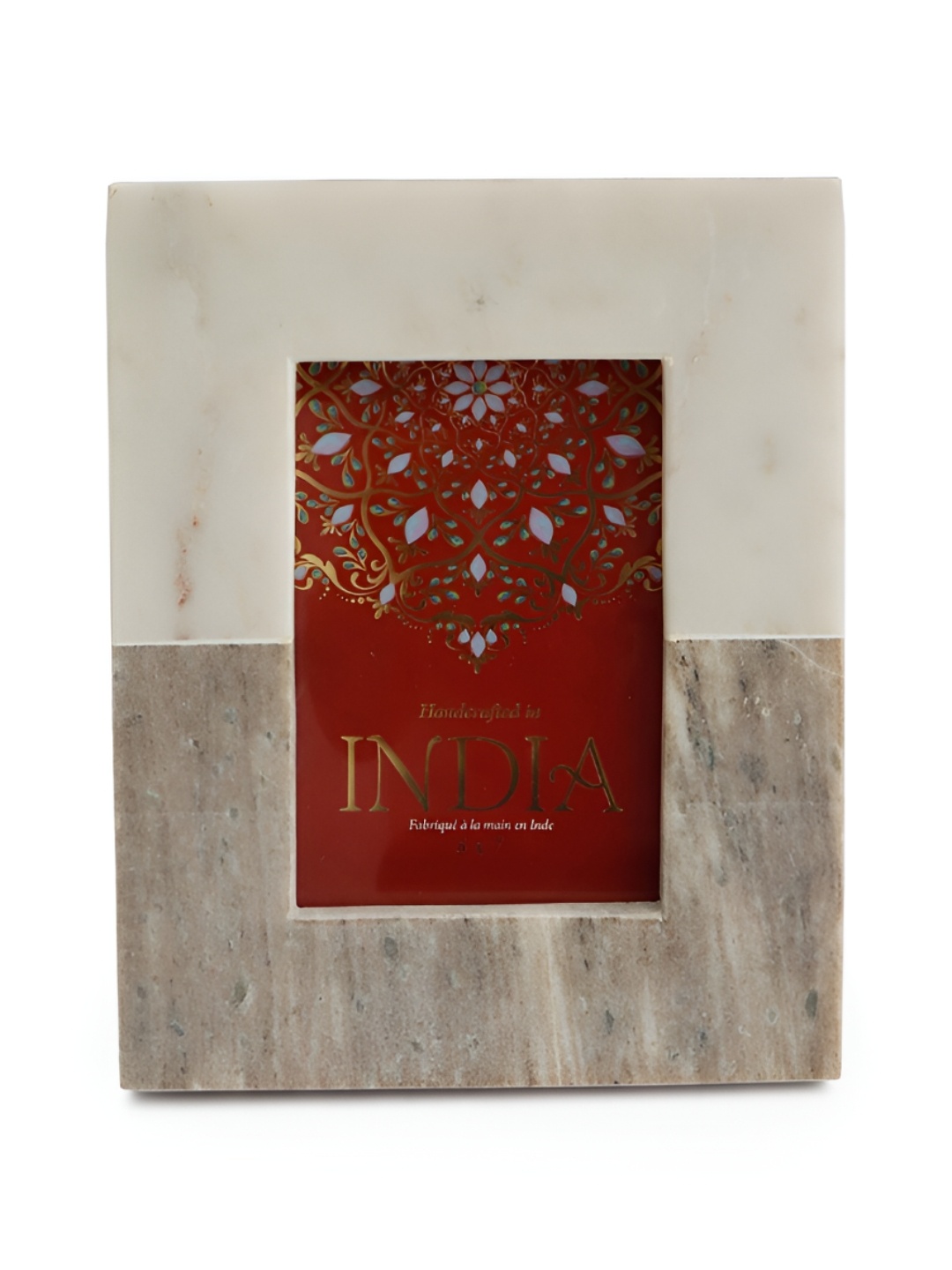 

CASA DECOR Grey & Off White Marble Table Photo Frame
