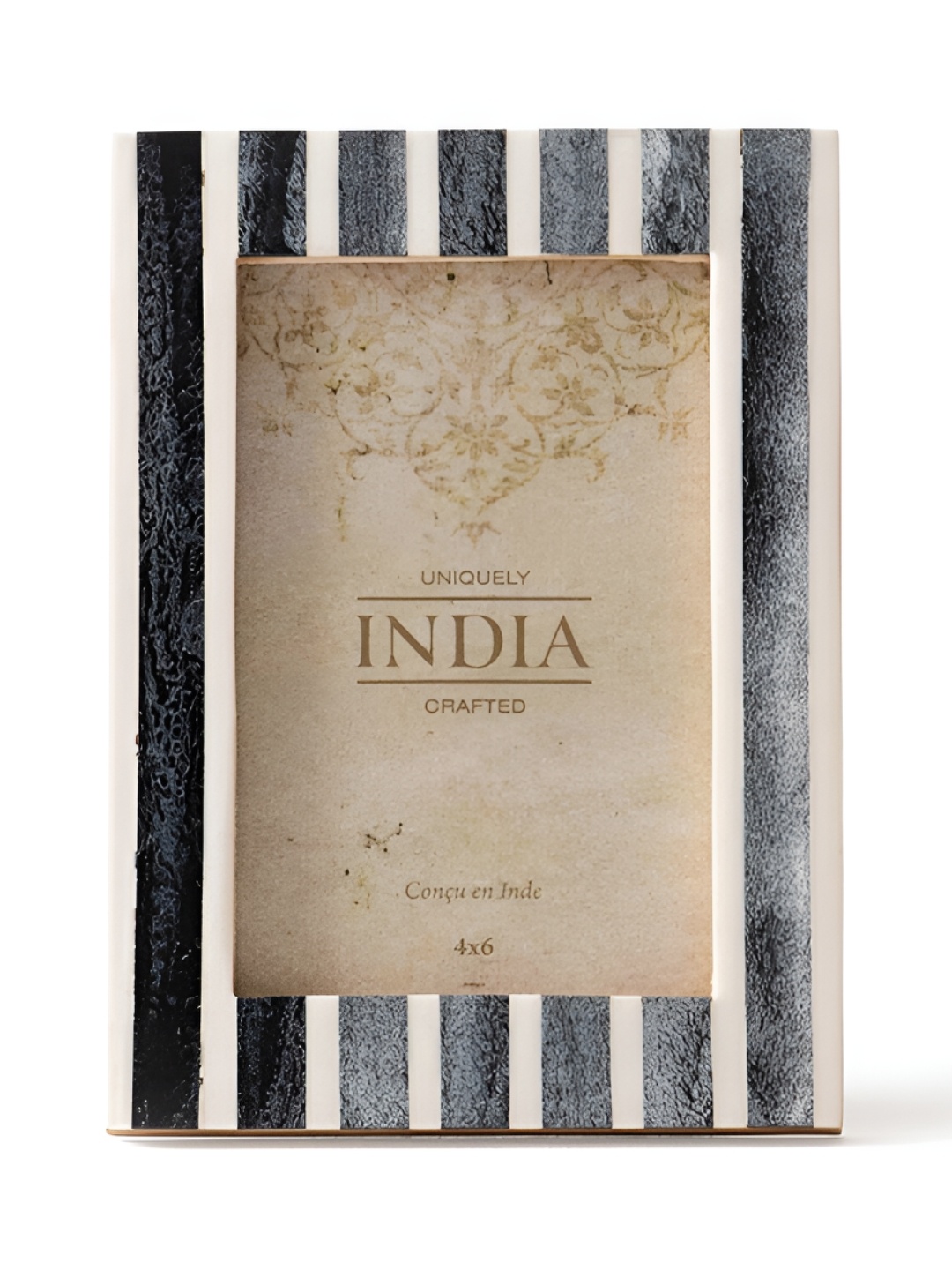 CASA DECOR Black & White Chevron Table Photo Frame