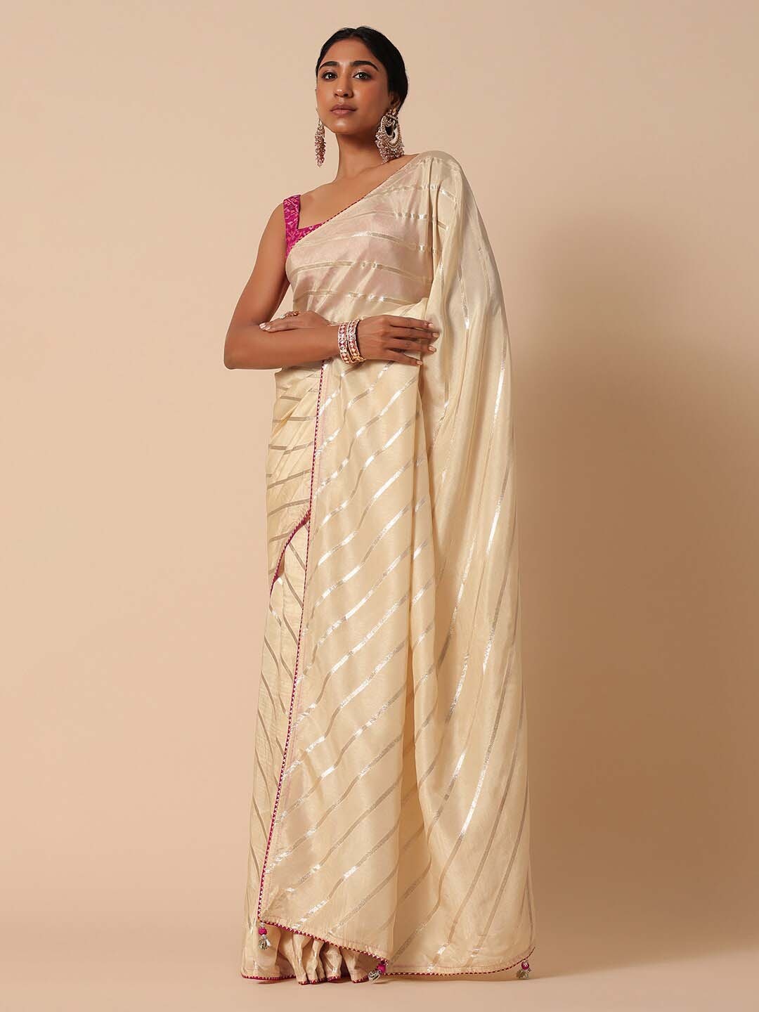 

KALKI Fashion Striped Zari Saree, Beige