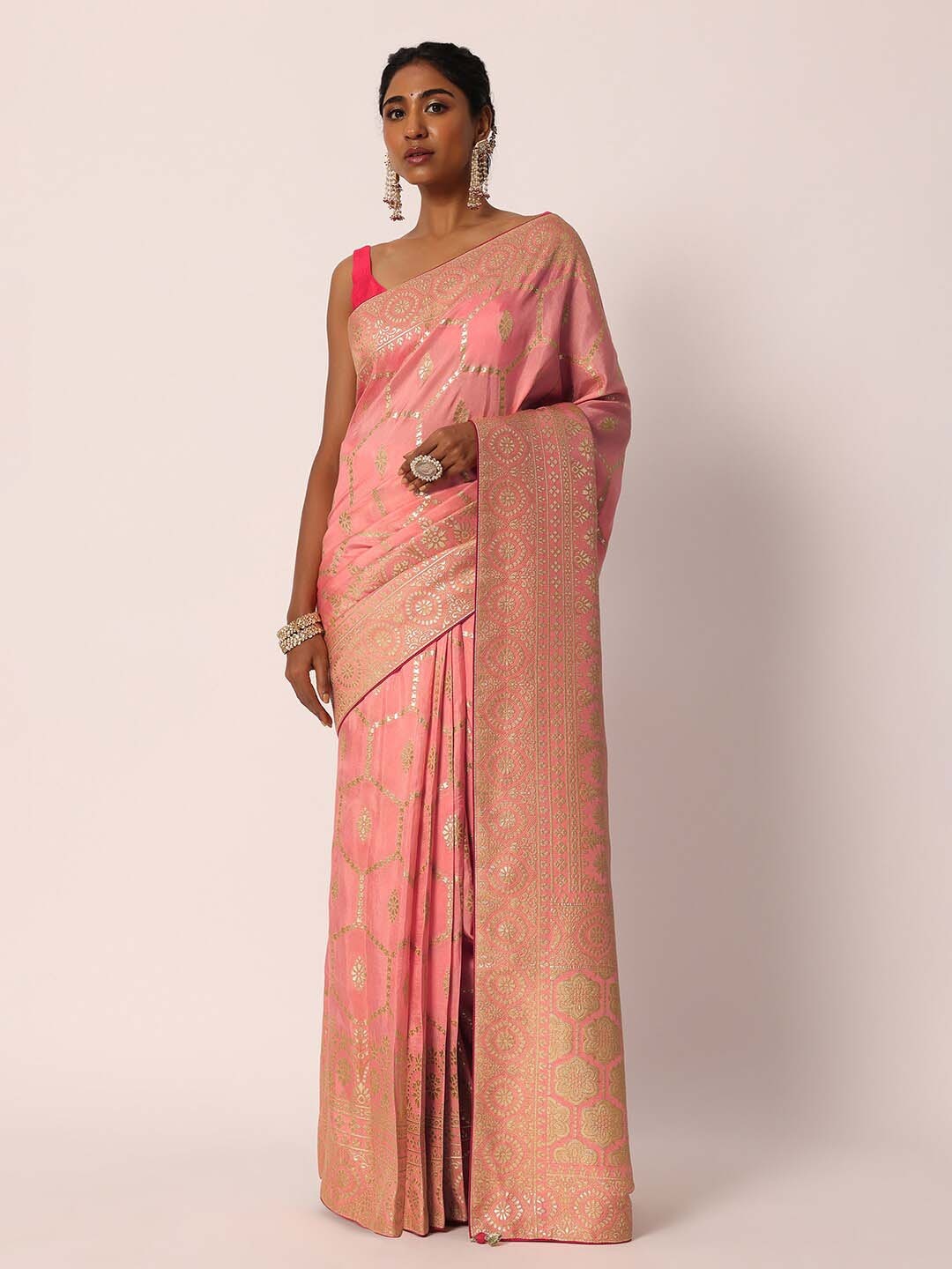 

KALKI Fashion Ethnic Motifs Woven Design Zari Banarasi Saree, Peach
