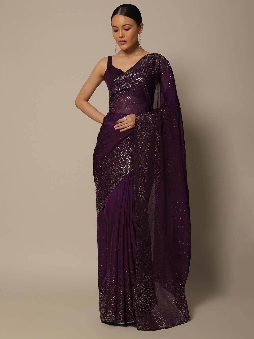 

KALKI Fashion Embellished Pure Georgette Saree, Purple