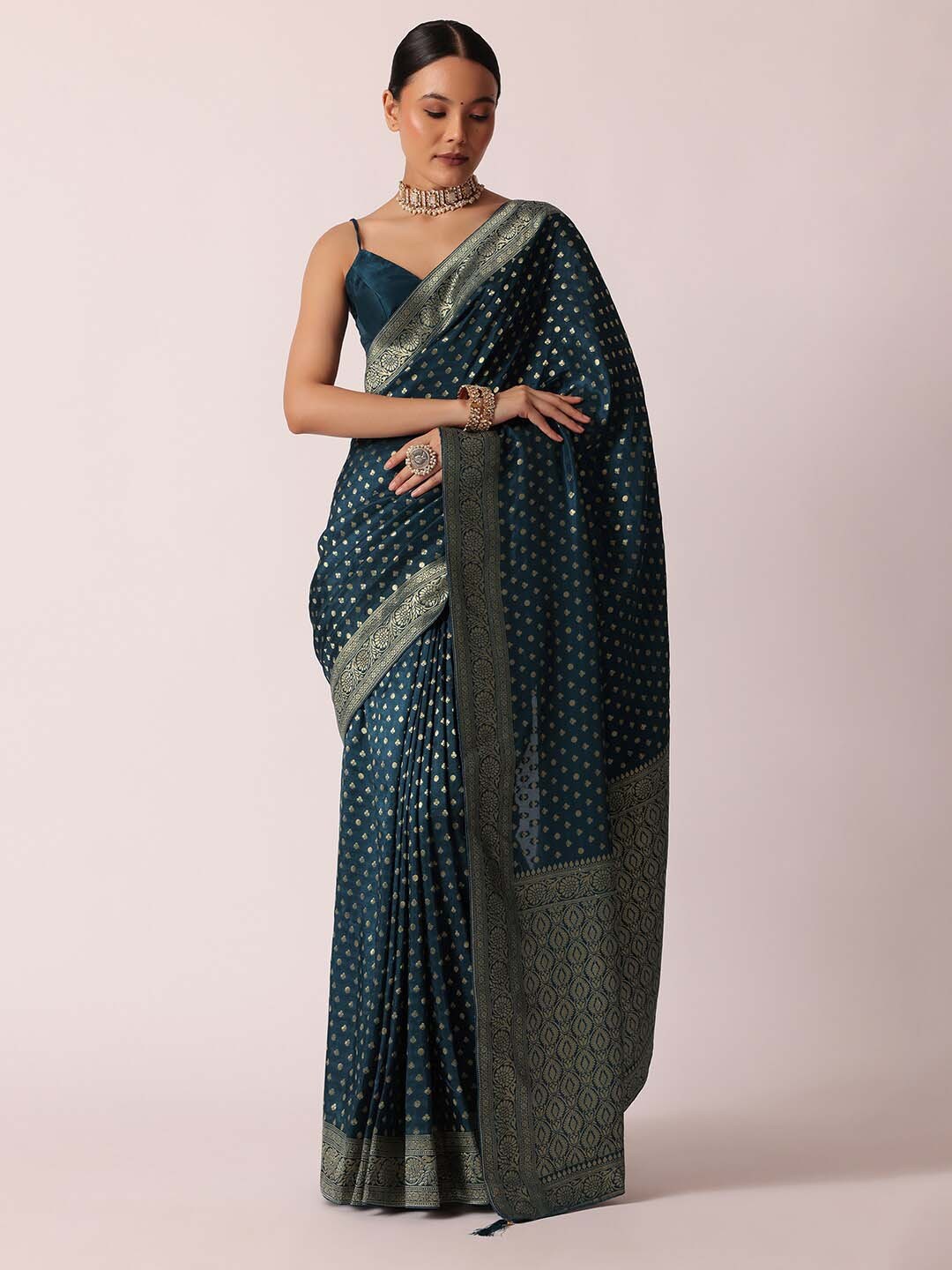 

KALKI Fashion Ethnic Woven Design Zari Saree, Teal
