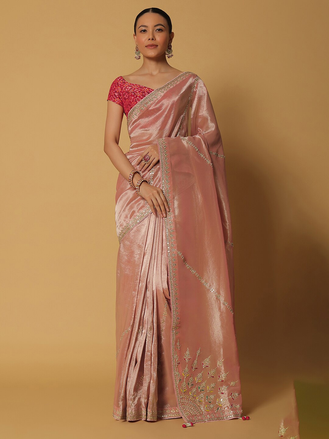

KALKI Fashion Embellished Sequinned Saree, Pink