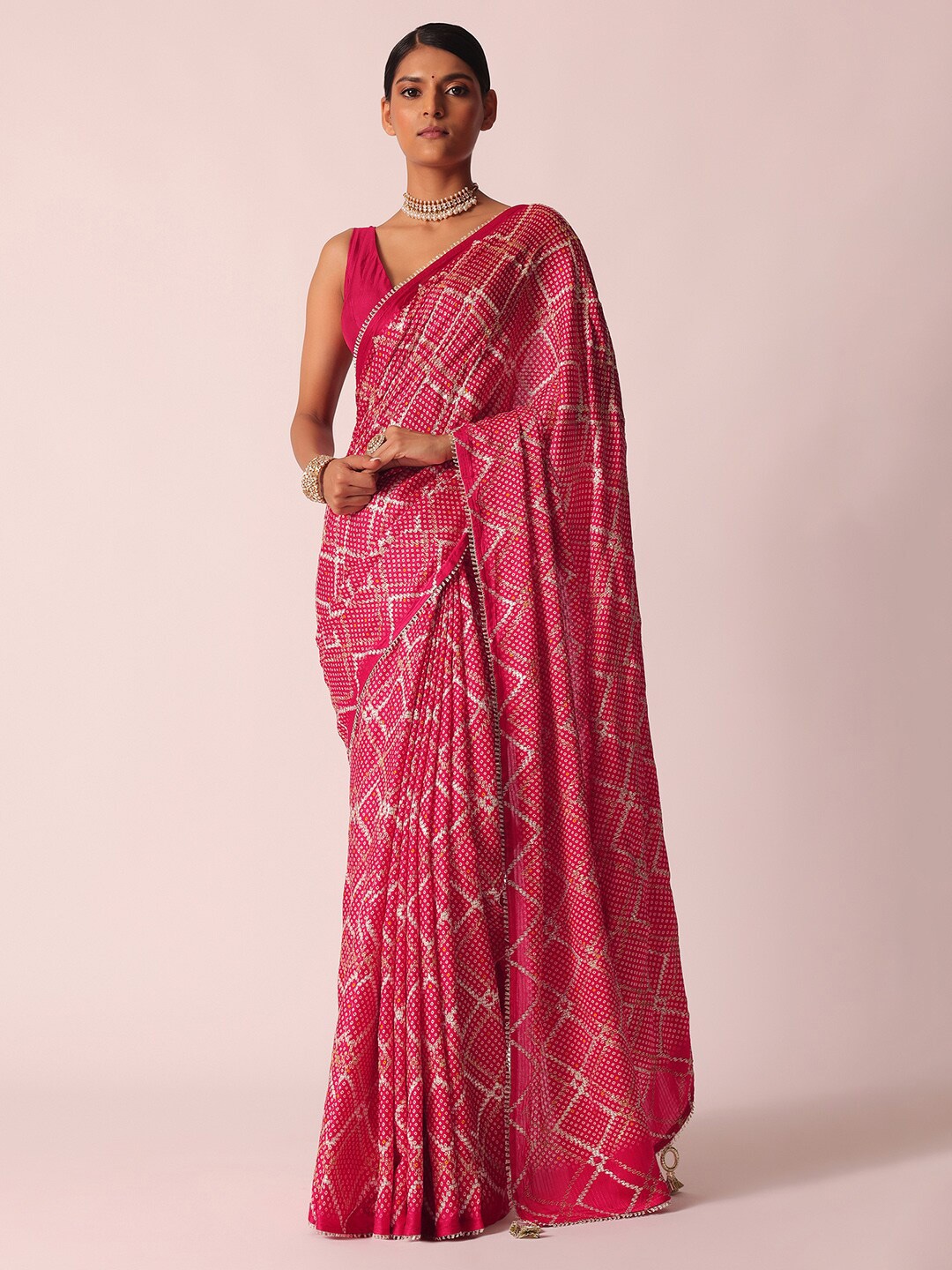 

KALKI Fashion Bandhani Printed Gotta Patti Saree, Red