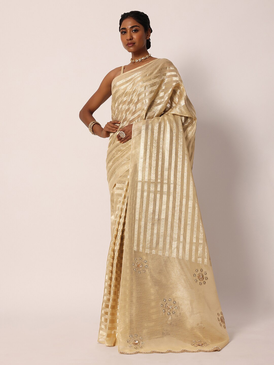 

KALKI Fashion Ethnic Woven Design Zari Saree, Beige