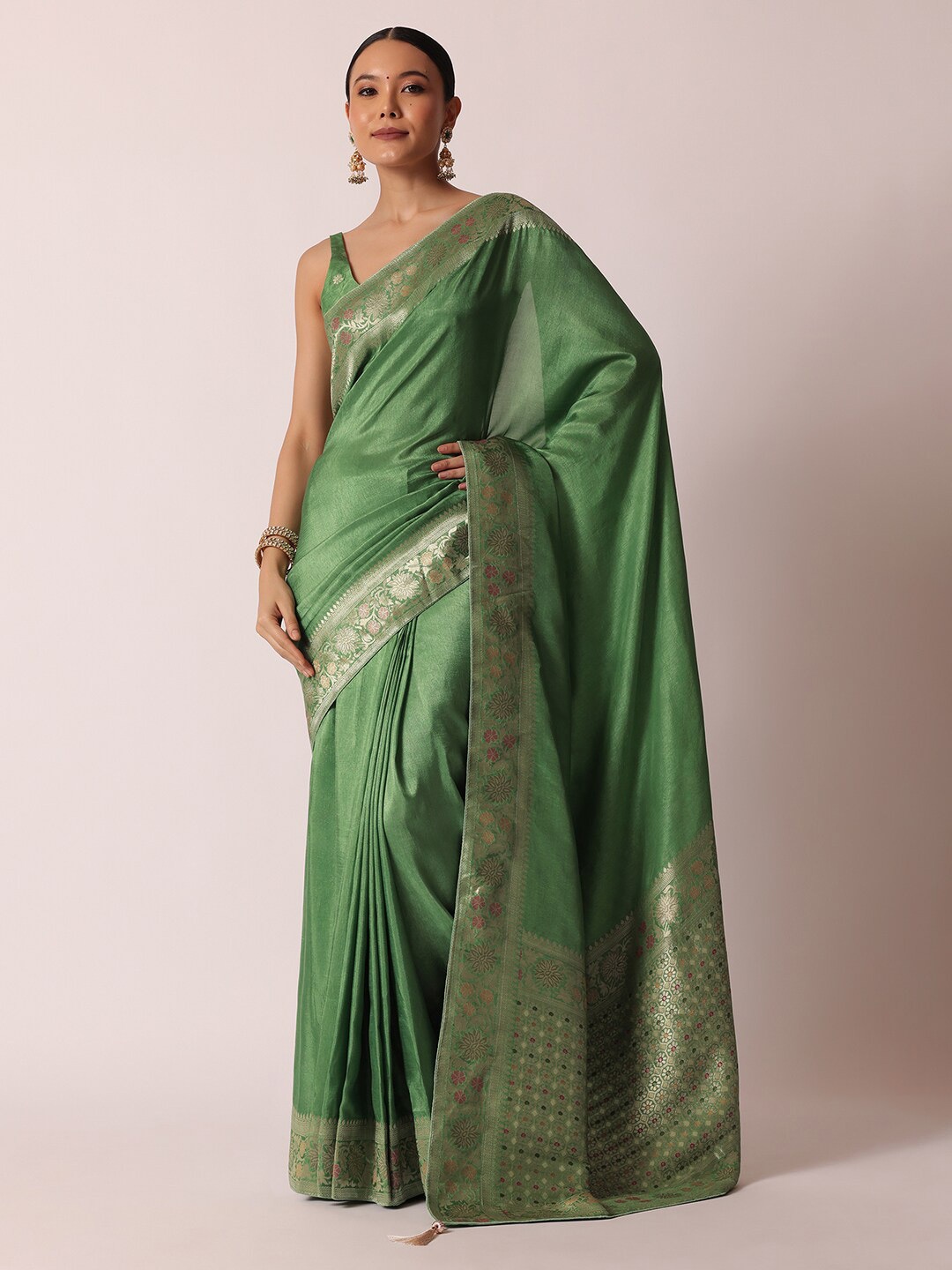 

KALKI Fashion Woven Design Zari Banarasi Saree, Green