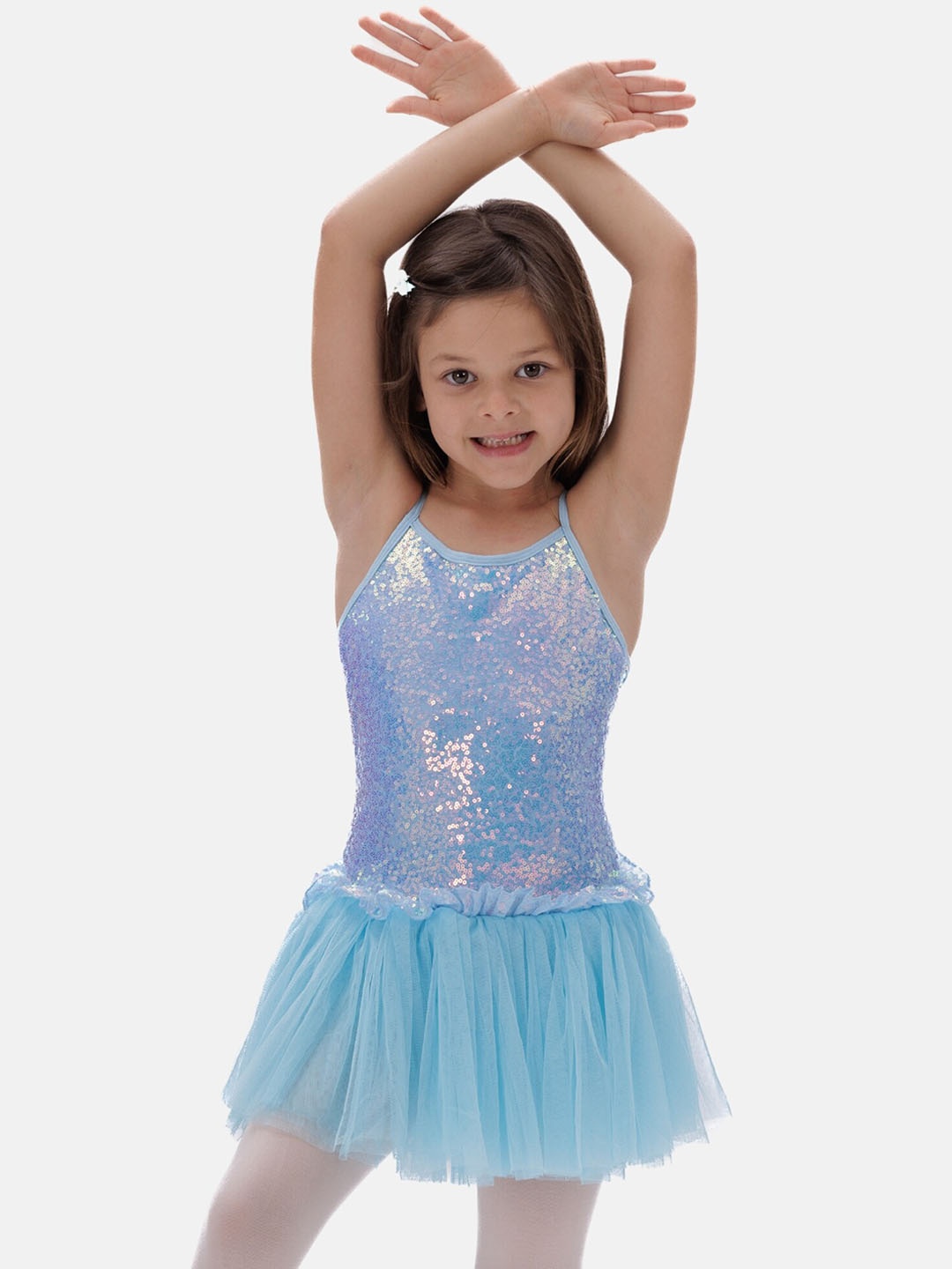 

IKAANYA Girls Embellished Leotard Tutu Dress, Blue