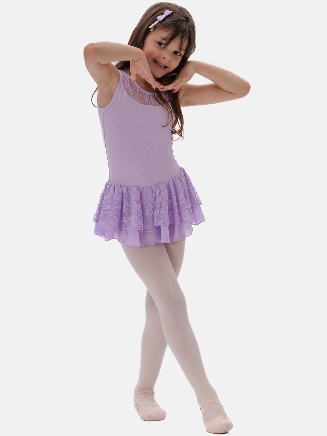 

IKAANYA Girls Self-Design Sleeveless Bodysuit, Lavender