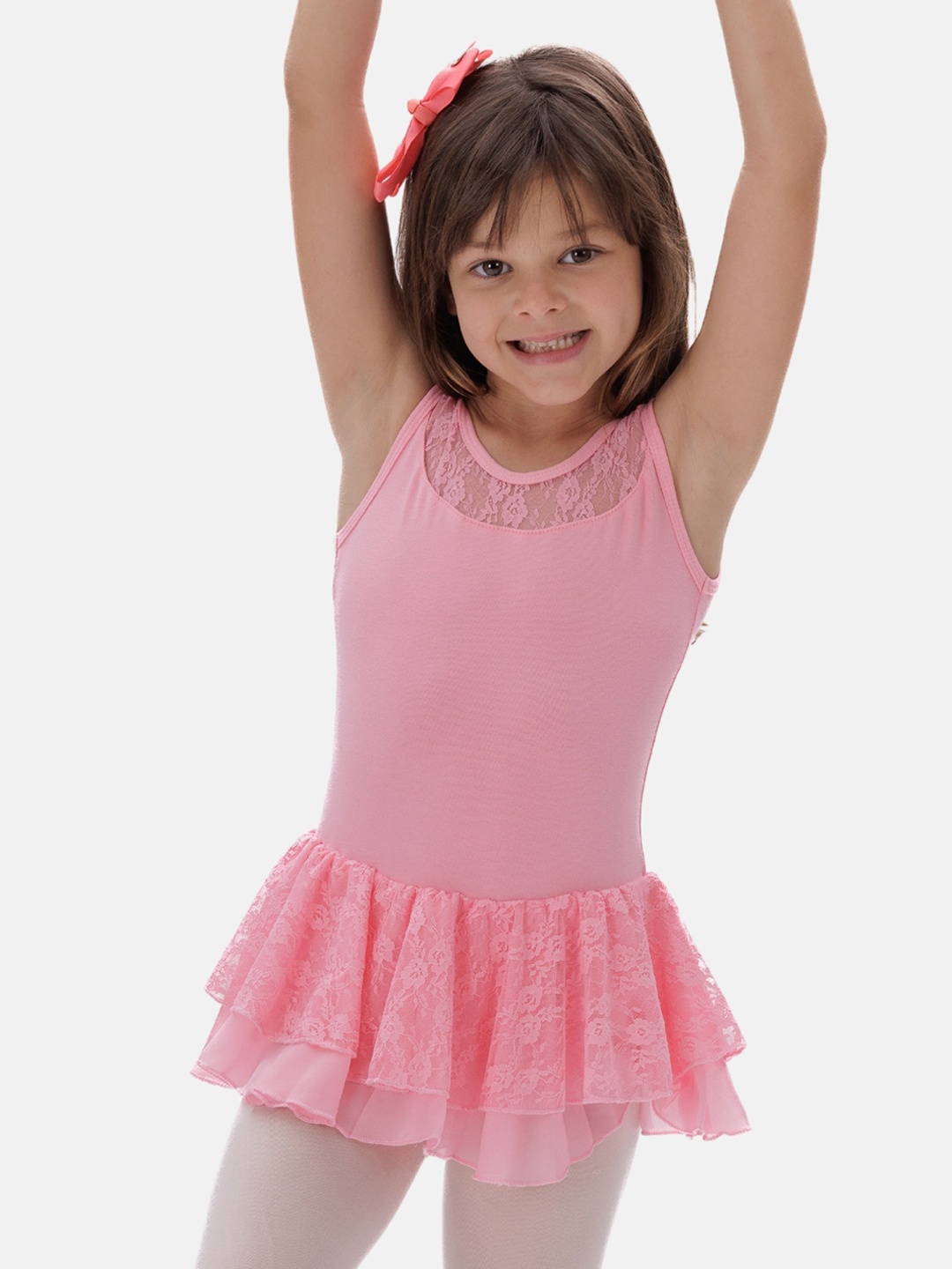 

IKAANYA Girls Self-Design Sleeveless Bodysuit, Pink