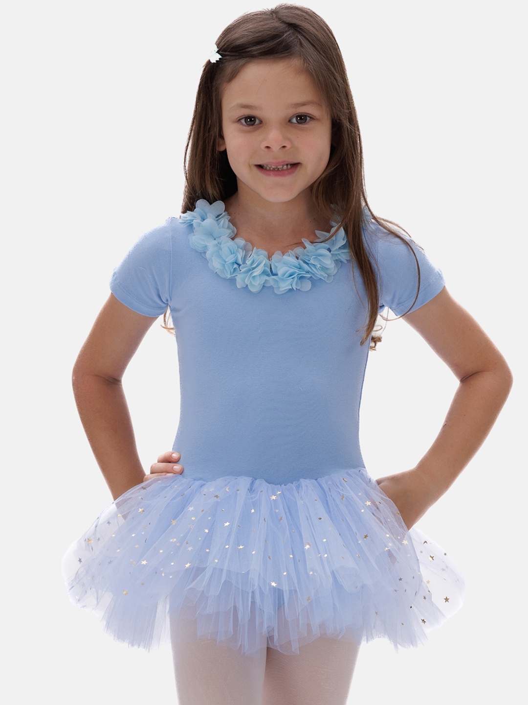 

IKAANYA Girls Self-Design Leotard Bodysuit, Blue