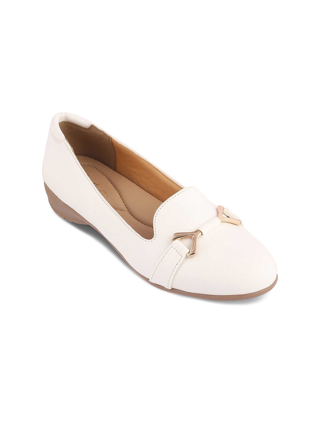 

Tresmode Embellished Round Toe Ballerinas, White