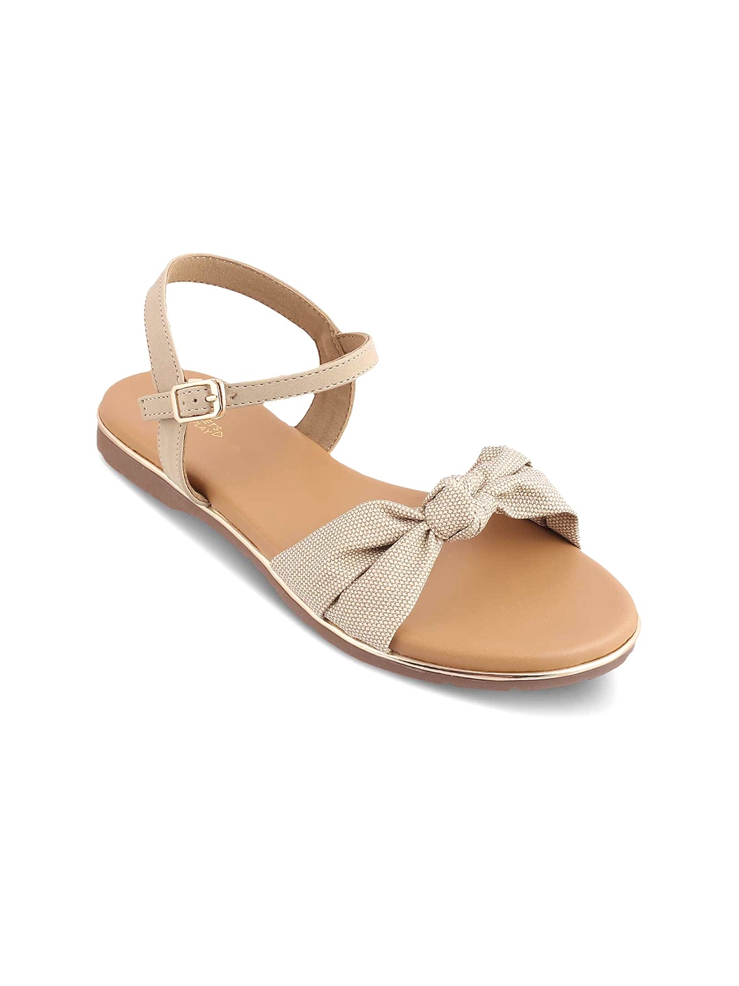 

Tresmode Textured Buckle Detail Open Toe Flats, Grey