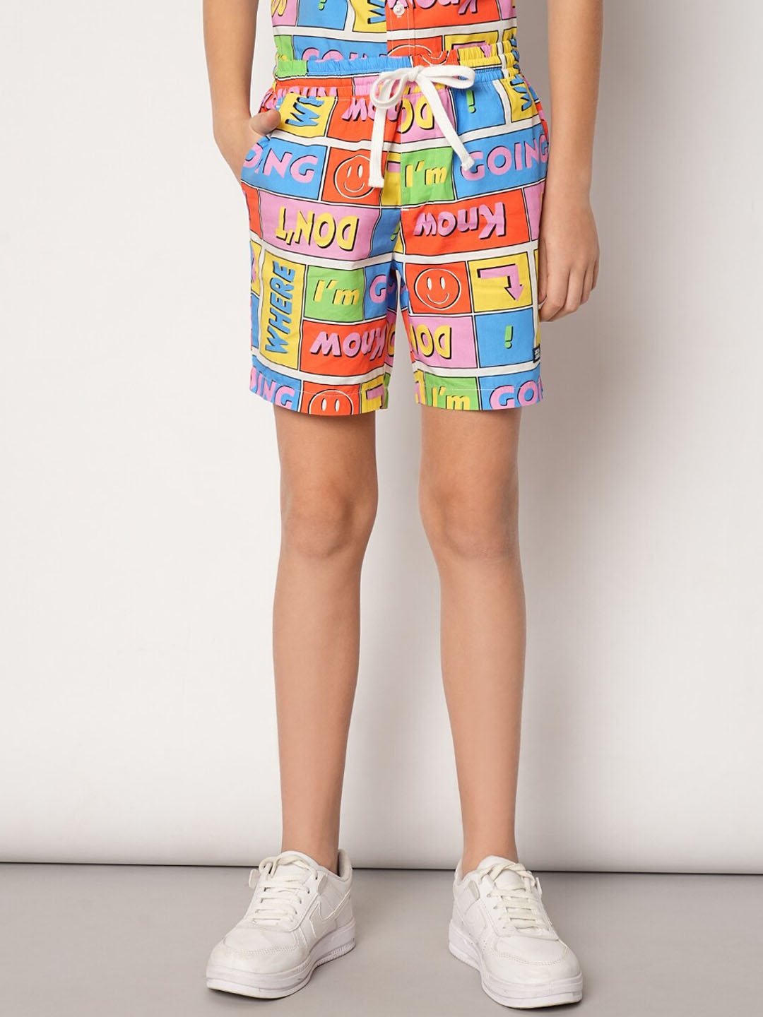 

Jack & Jones Junior Boys Typography Printed Cotton Regular Fit Shorts, Lime green