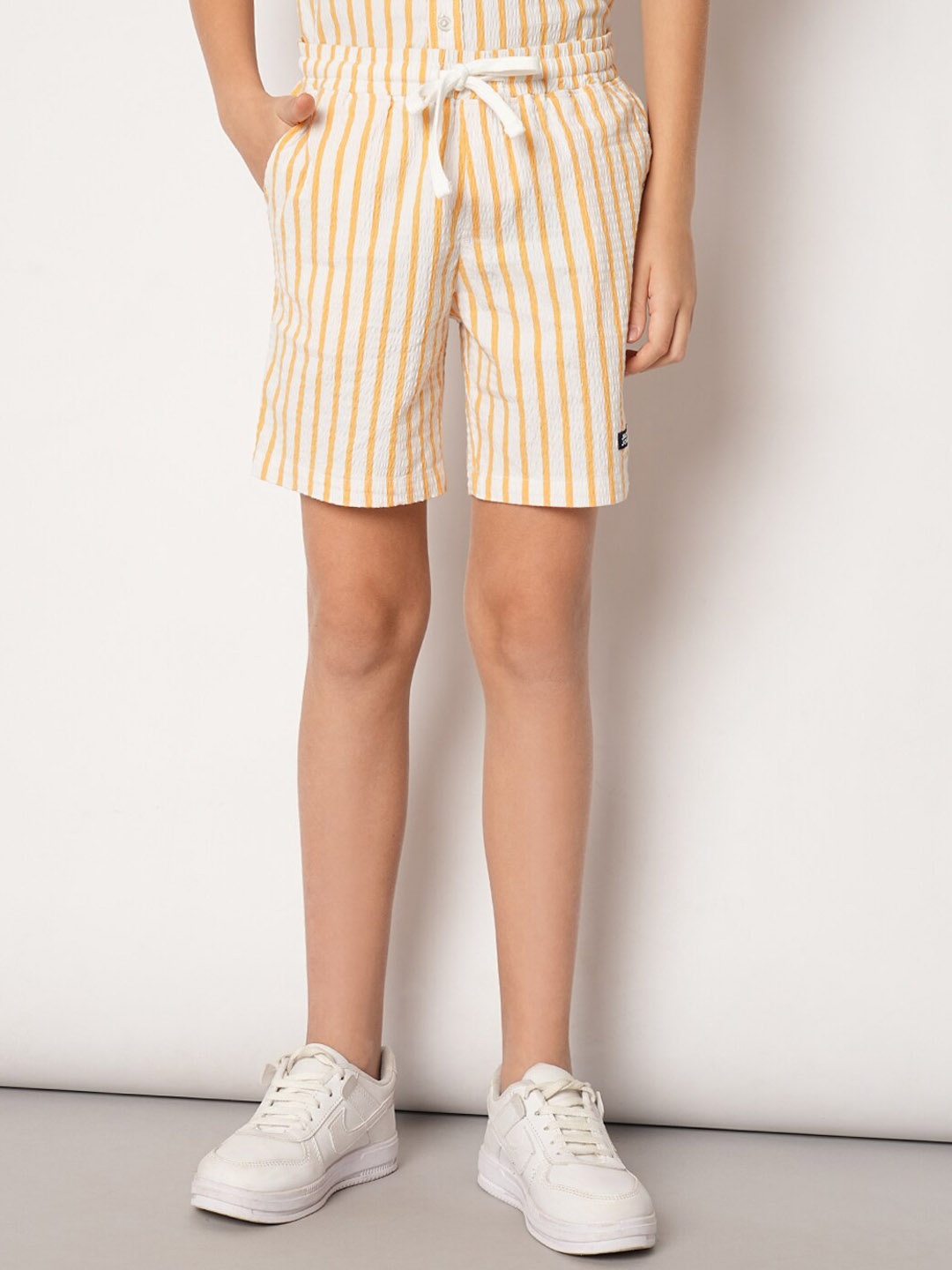

Jack & Jones Junior Boys Striped Cotton Regular Fit Shorts, Yellow