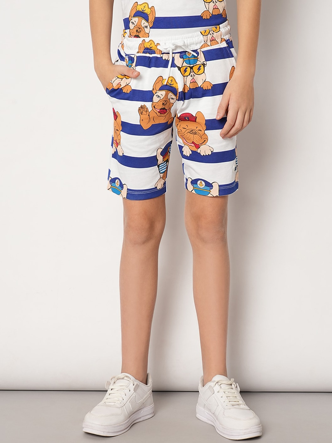 Jack & Jones Junior Boys Graphic Printed Pure Cotton Shorts, White