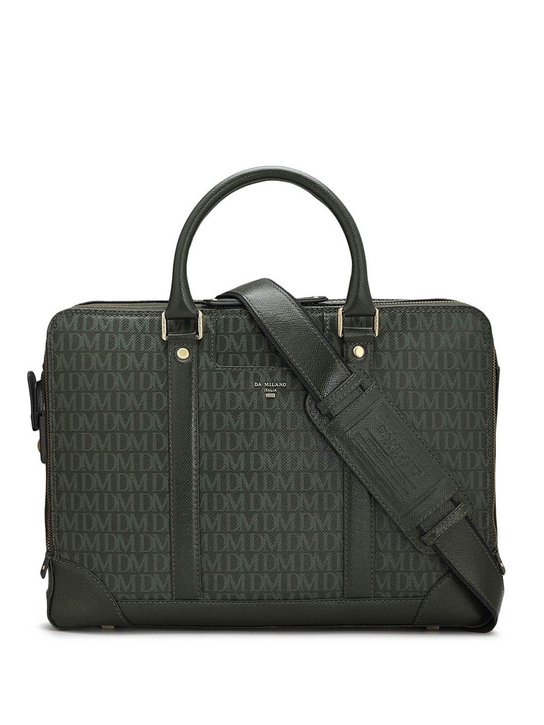 

Da Milano Unisex Textured Leather Laptop Bag, Green