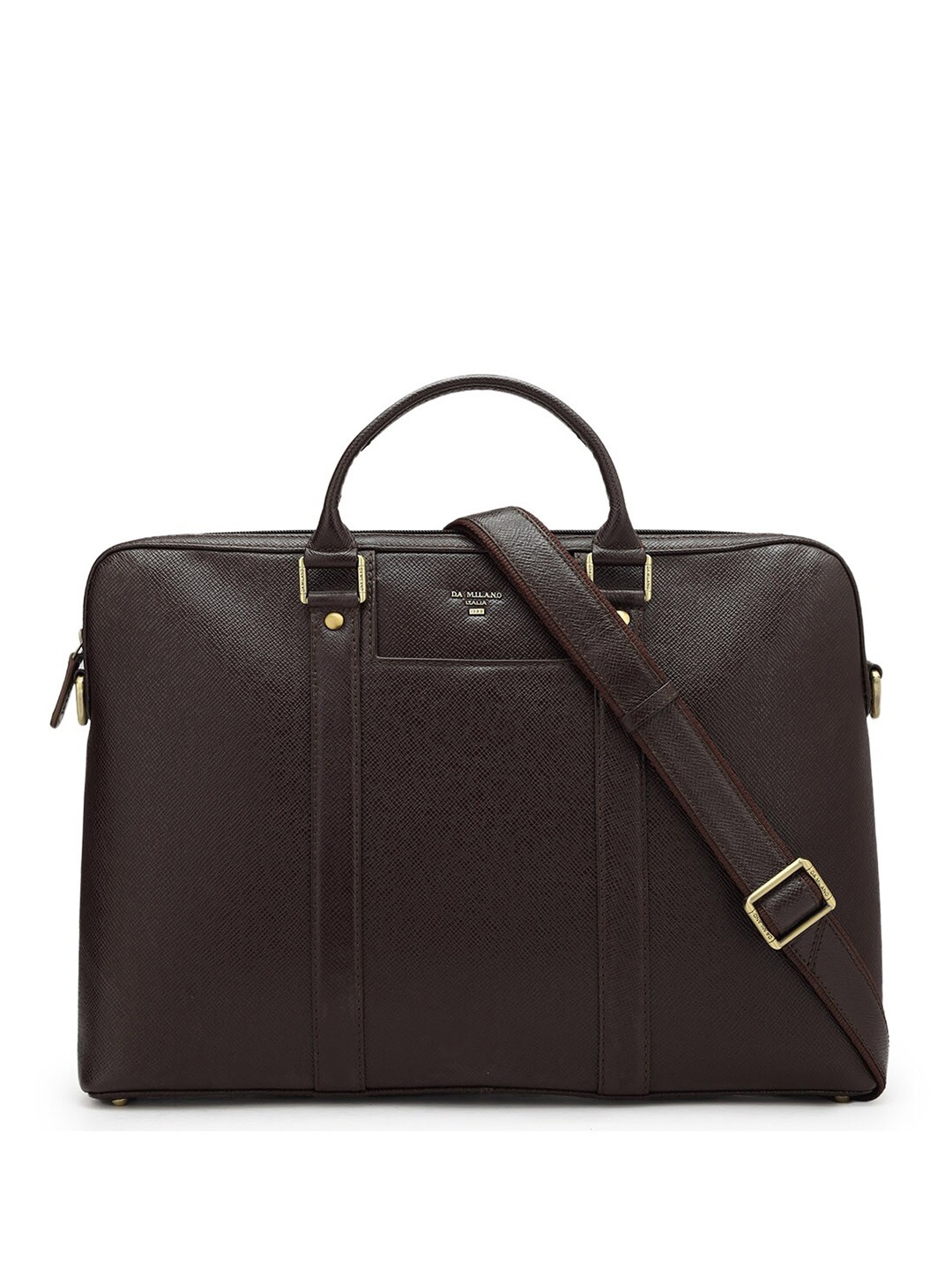 

Da Milano Unisex Textured Leather Laptop Bag, Brown