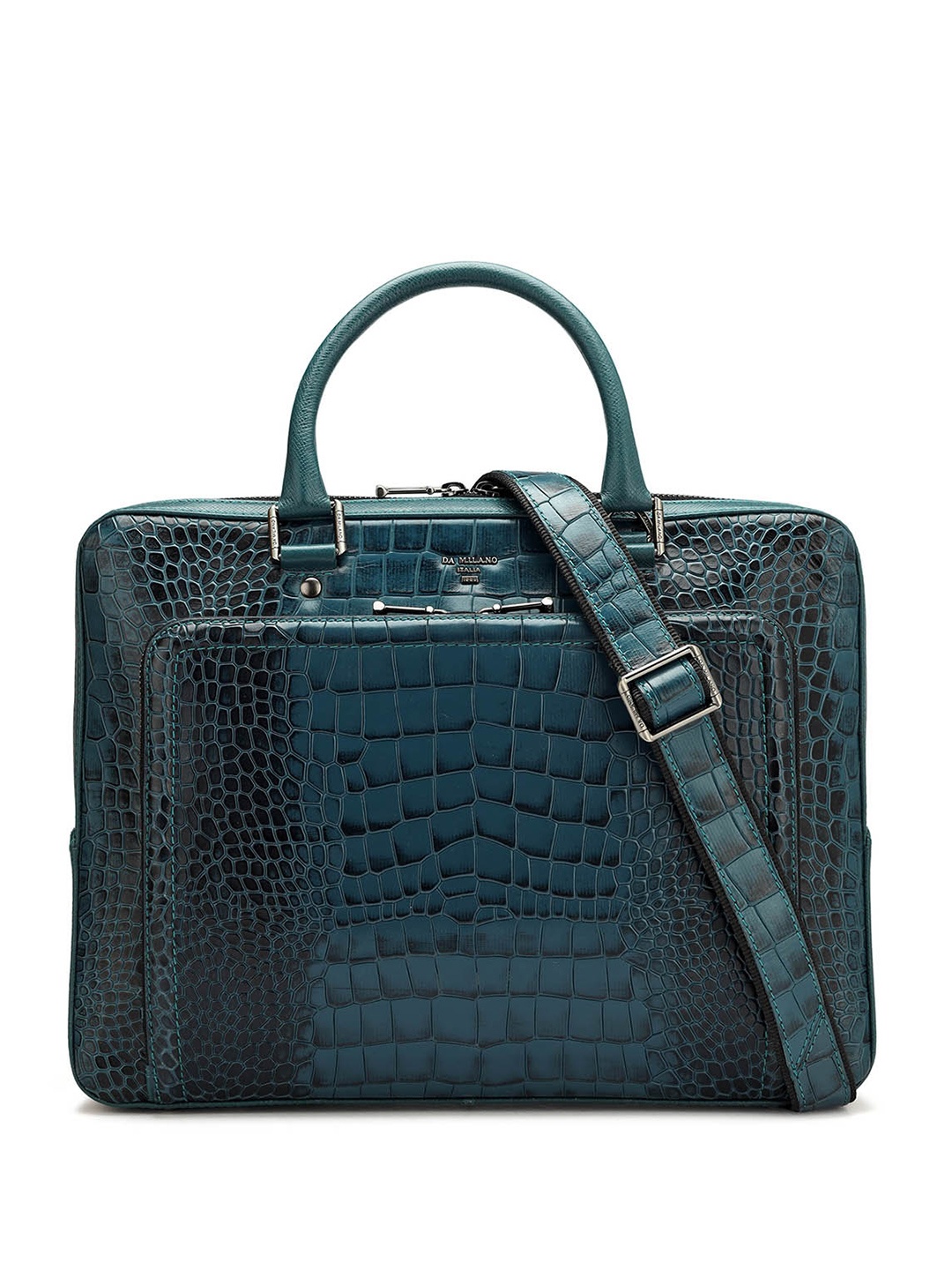 

Da Milano Unisex Textured Leather Laptop Bag, Blue