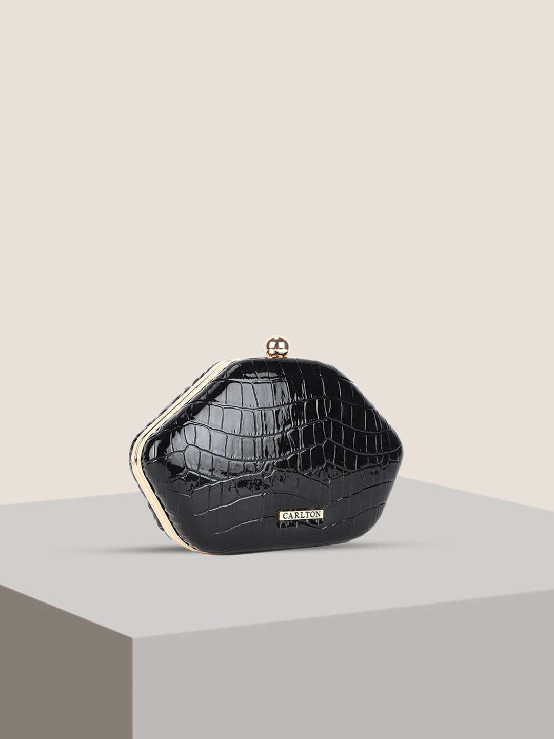 

Carlton London Textured Box Clutch, Black