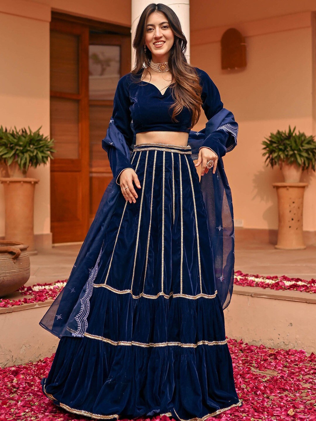 

Lavanya The Label Ready to Wear Lehenga & Blouse With Dupatta, Maroon