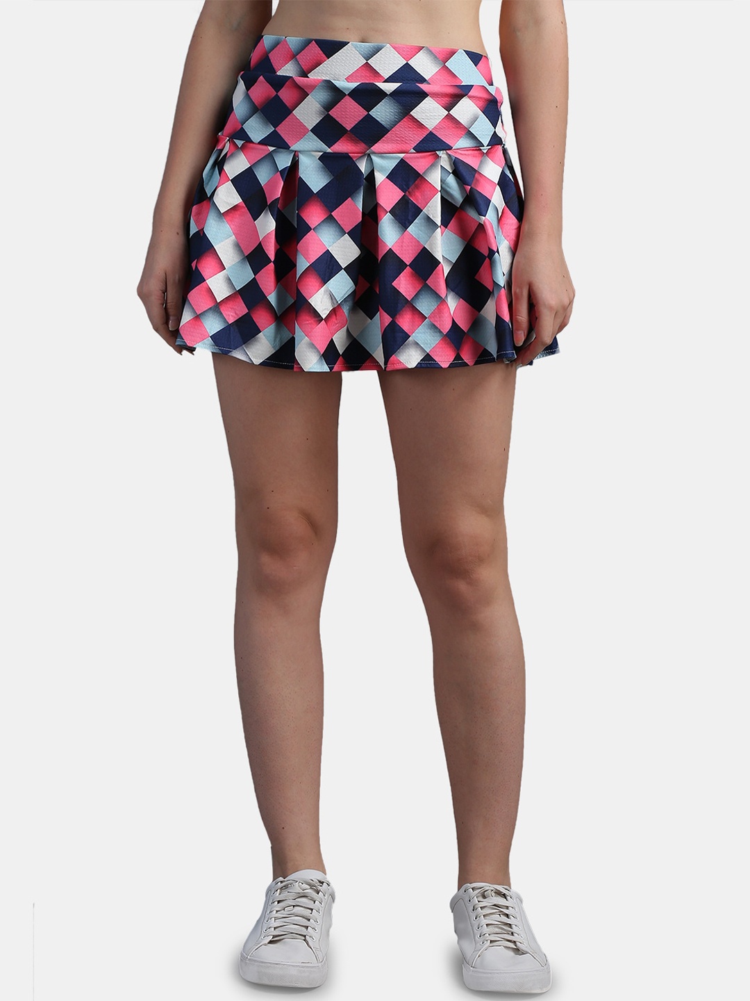 

N-Gal Geometric Printed Mini Skorts, Pink