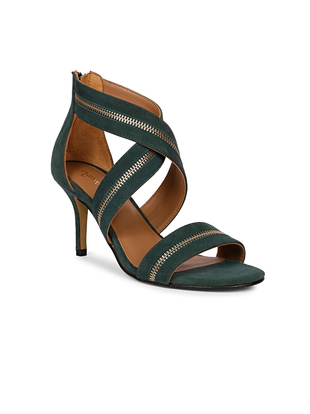 

Saint G Textured Open Toe Leather Stiletto Heels, Teal