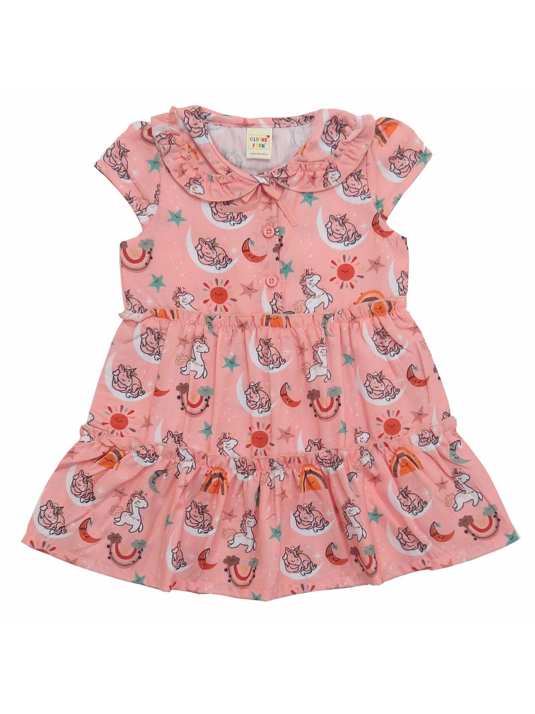 

Clothe Funn Print Peter Pan Collar A-Line Dress, Peach