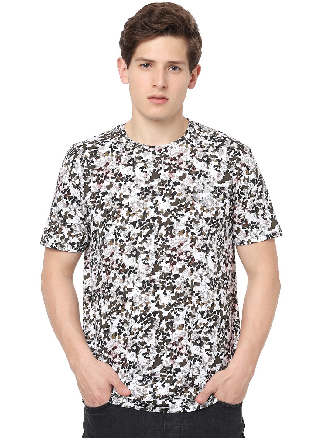 

Celio Abstract Printed Cotton T-Shirt, White