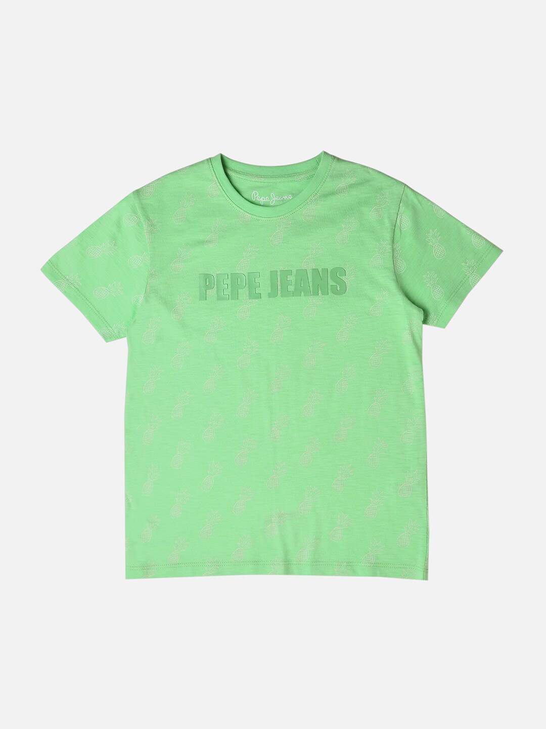 

Pepe Jeans Boys Tapio Conversational Printed Round Neck Pure Cotton T-shirt, Green