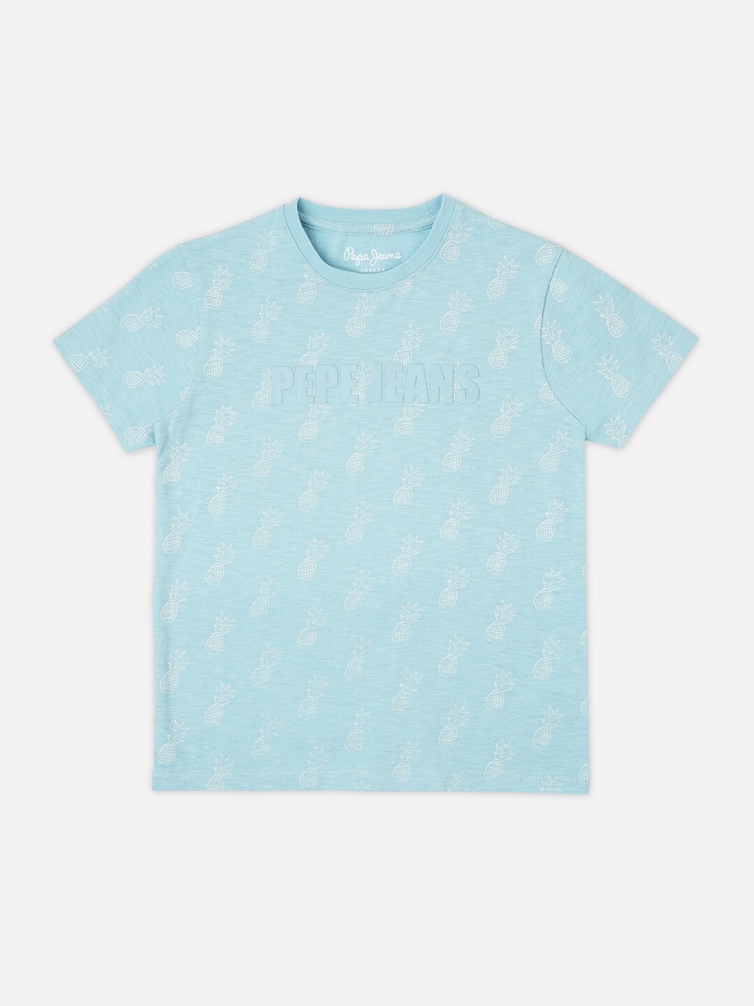 

Pepe Jeans Boys Tapio Conversational Printed Round Neck Pure Cotton T-shirt, Blue