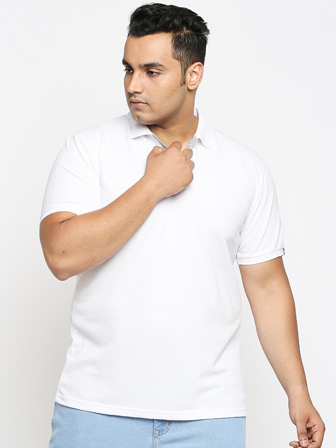 

Wear Your Opinion Plus Size Polo Collar Cotton T-shirt, White